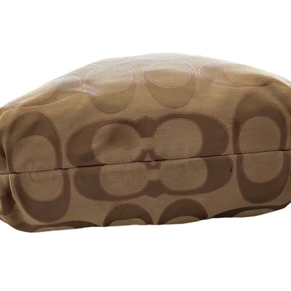 EUC Coach Poppy Signature Print Baby Pink/Tan Satchel Purse - Picture 6 of 12